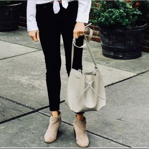 Lancaster beige bucket shoulder bag